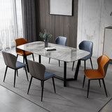 Industrial Gray Sintered Stone Top Dining Table Rectangle Shape Standard Dining Table for Kitchen Clearhalo ' dining_table' 'Dining Tables & Seating' 'Dining Tables' 'furn' 'furn_dining_table' 'Furniture' 'furniture_dining_table' 'Kitchen & Dining Furniture' 'kitchen&dining_furn' 'kitchen' 'kitchen_dining_table' 3855497