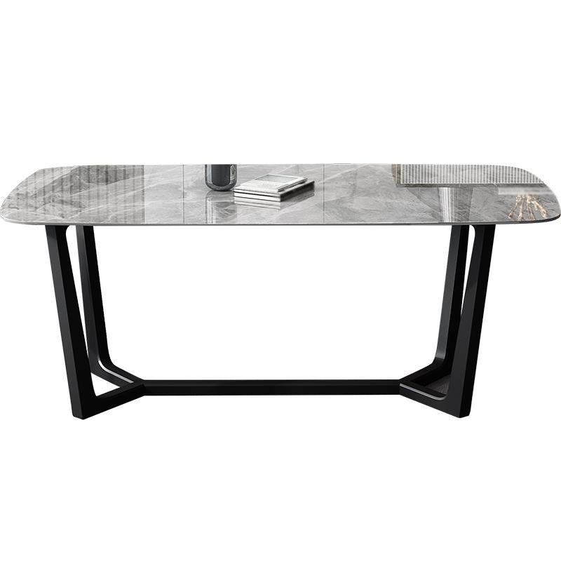 Industrial Gray Sintered Stone Top Dining Table Rectangle Shape Standard Dining Table for Kitchen Without Chairs Clearhalo ' dining_table' 'Dining Tables & Seating' 'Dining Tables' 'furn' 'furn_dining_table' 'Furniture' 'furniture_dining_table' 'Kitchen & Dining Furniture' 'kitchen&dining_furn' 'kitchen' 'kitchen_dining_table' 3855500