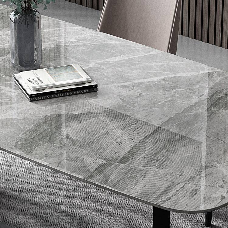 Industrial Gray Sintered Stone Top Dining Table Rectangle Shape Standard Dining Table for Kitchen Clearhalo ' dining_table' 'Dining Tables & Seating' 'Dining Tables' 'furn' 'furn_dining_table' 'Furniture' 'furniture_dining_table' 'Kitchen & Dining Furniture' 'kitchen&dining_furn' 'kitchen' 'kitchen_dining_table' 3855502