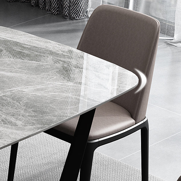Industrial Gray Sintered Stone Top Dining Table Rectangle Shape Standard Dining Table for Kitchen Clearhalo ' dining_table' 'Dining Tables & Seating' 'Dining Tables' 'furn' 'furn_dining_table' 'Furniture' 'furniture_dining_table' 'Kitchen & Dining Furniture' 'kitchen&dining_furn' 'kitchen' 'kitchen_dining_table' 3855503