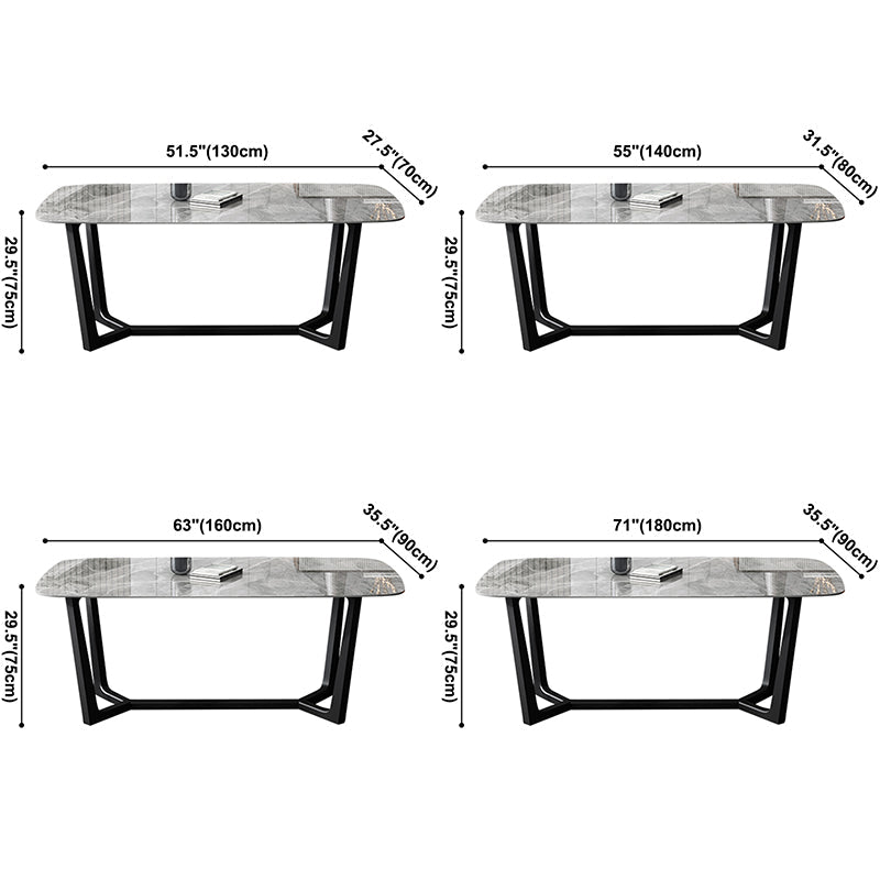 Industrial Gray Sintered Stone Top Dining Table Rectangle Shape Standard Dining Table for Kitchen Clearhalo ' dining_table' 'Dining Tables & Seating' 'Dining Tables' 'furn' 'furn_dining_table' 'Furniture' 'furniture_dining_table' 'Kitchen & Dining Furniture' 'kitchen&dining_furn' 'kitchen' 'kitchen_dining_table' 3855505