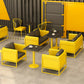 Industrial Sintered Stone Dinner Room Kitchen Table Black Top Table with Yellow Frame Clearhalo ' dining_table' 'Dining Tables & Seating' 'Dining Tables' 'furn' 'furn_dining_table' 'Furniture' 'furniture_dining_table' 'Kitchen & Dining Furniture' 'kitchen&dining_furn' 'kitchen' 'kitchen_dining_table' 3855509