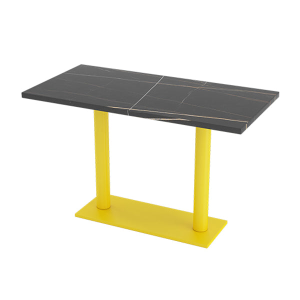 Industrial Sintered Stone Dinner Room Kitchen Table Black Top Table with Yellow Frame Rectangle 47.2"L x 23.6"W x 29.5"H Without Chairs Clearhalo ' dining_table' 'Dining Tables & Seating' 'Dining Tables' 'furn' 'furn_dining_table' 'Furniture' 'furniture_dining_table' 'Kitchen & Dining Furniture' 'kitchen&dining_furn' 'kitchen' 'kitchen_dining_table' 3855510