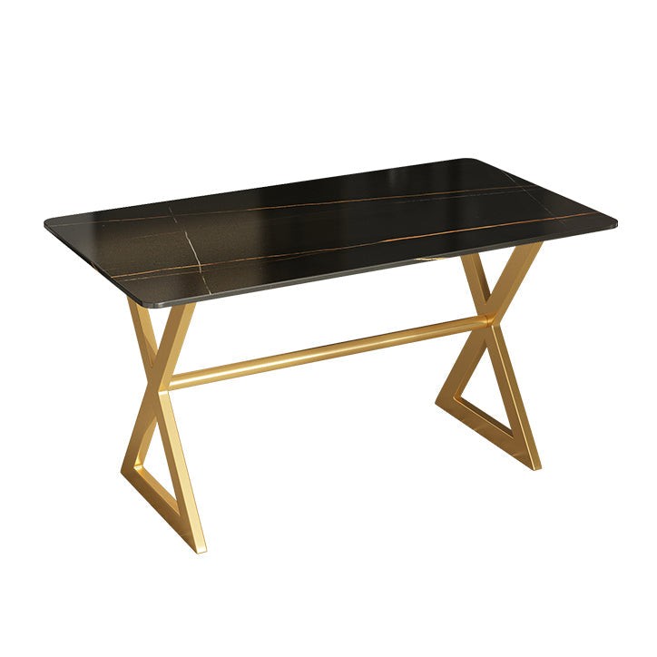 Metal Traditional Luxury Rectangular Dining Table Sintered Stone Table with Trestle Black Without Chairs Clearhalo ' dining_table' 'Dining Tables & Seating' 'Dining Tables' 'furn' 'furn_dining_table' 'Furniture' 'furniture_dining_table' 'Kitchen & Dining Furniture' 'kitchen&dining_furn' 'kitchen' 'kitchen_dining_table' 3855520