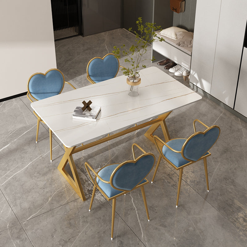 Metal Traditional Luxury Rectangular Dining Table Sintered Stone Table with Trestle Clearhalo ' dining_table' 'Dining Tables & Seating' 'Dining Tables' 'furn' 'furn_dining_table' 'Furniture' 'furniture_dining_table' 'Kitchen & Dining Furniture' 'kitchen&dining_furn' 'kitchen' 'kitchen_dining_table' 3855523