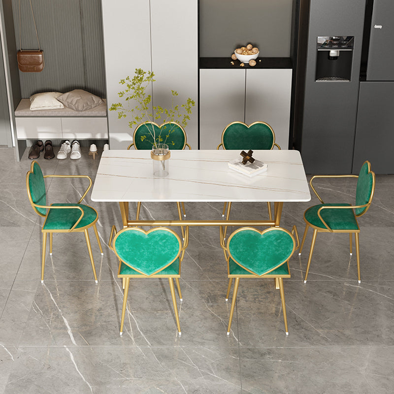 Metal Traditional Luxury Rectangular Dining Table Sintered Stone Table with Trestle Clearhalo ' dining_table' 'Dining Tables & Seating' 'Dining Tables' 'furn' 'furn_dining_table' 'Furniture' 'furniture_dining_table' 'Kitchen & Dining Furniture' 'kitchen&dining_furn' 'kitchen' 'kitchen_dining_table' 3855524