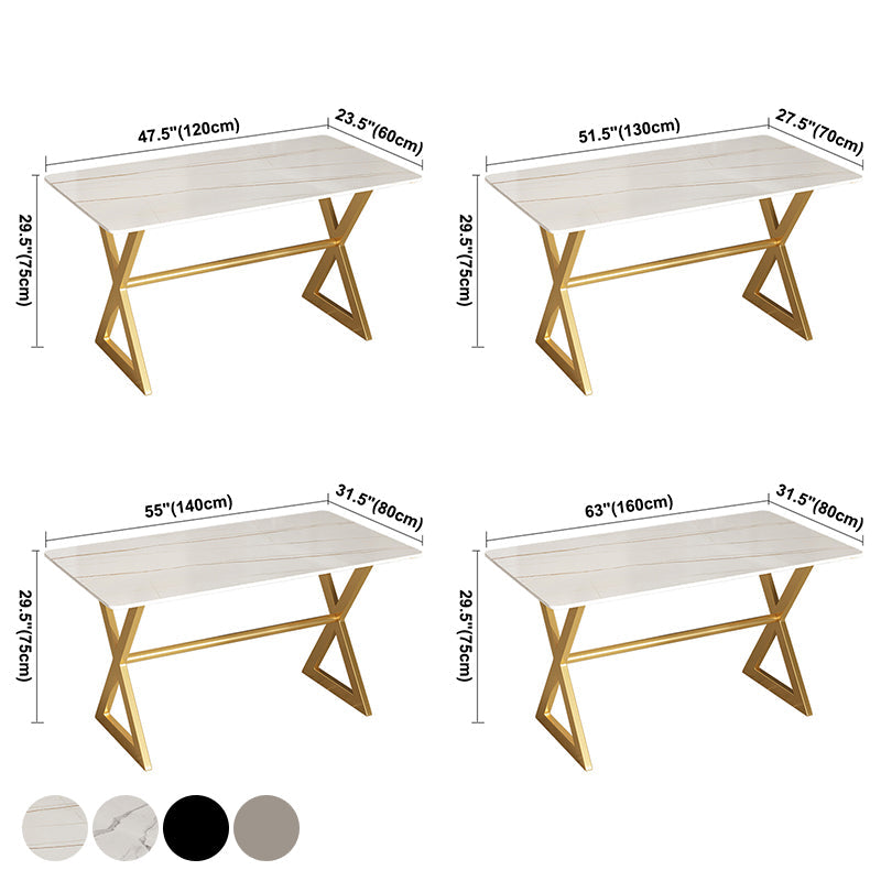 Metal Traditional Luxury Rectangular Dining Table Sintered Stone Table with Trestle Clearhalo ' dining_table' 'Dining Tables & Seating' 'Dining Tables' 'furn' 'furn_dining_table' 'Furniture' 'furniture_dining_table' 'Kitchen & Dining Furniture' 'kitchen&dining_furn' 'kitchen' 'kitchen_dining_table' 3855529