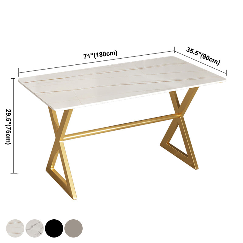 Metal Traditional Luxury Rectangular Dining Table Sintered Stone Table with Trestle Clearhalo ' dining_table' 'Dining Tables & Seating' 'Dining Tables' 'furn' 'furn_dining_table' 'Furniture' 'furniture_dining_table' 'Kitchen & Dining Furniture' 'kitchen&dining_furn' 'kitchen' 'kitchen_dining_table' 3855530