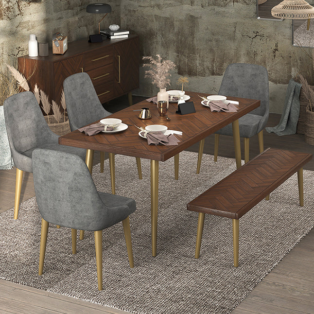 Luxury Style Solid Wood Dining Table 4 Legs Base Rectangle Table for Home Clearhalo ' dining_table' 'Dining Tables & Seating' 'Dining Tables' 'furn' 'furn_dining_table' 'Furniture' 'furniture_dining_table' 'Kitchen & Dining Furniture' 'kitchen&dining_furn' 'kitchen' 'kitchen_dining_table' 3855542