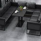Industrial Sintered Stone Dinner Room Kitchen Table Black Top Table with Black Frame Clearhalo ' dining_table' 'Dining Tables & Seating' 'Dining Tables' 'furn' 'furn_dining_table' 'Furniture' 'furniture_dining_table' 'Kitchen & Dining Furniture' 'kitchen&dining_furn' 'kitchen' 'kitchen_dining_table' 3855545