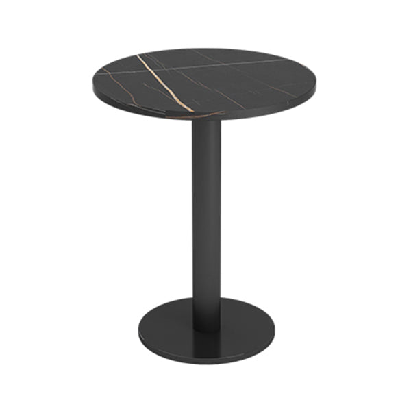 Industrial Sintered Stone Dinner Room Kitchen Table Black Top Table with Black Frame Round 23.6"L x 23.6"W x 29.5"H Without Chairs Clearhalo ' dining_table' 'Dining Tables & Seating' 'Dining Tables' 'furn' 'furn_dining_table' 'Furniture' 'furniture_dining_table' 'Kitchen & Dining Furniture' 'kitchen&dining_furn' 'kitchen' 'kitchen_dining_table' 3855546