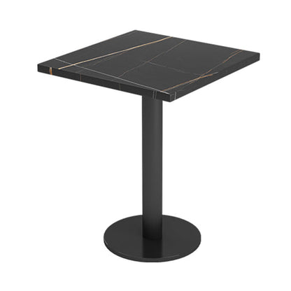 Industrial Sintered Stone Dinner Room Kitchen Table Black Top Table with Black Frame Square 23.6"L x 23.6"W x 29.5"H Without Chairs Clearhalo ' dining_table' 'Dining Tables & Seating' 'Dining Tables' 'furn' 'furn_dining_table' 'Furniture' 'furniture_dining_table' 'Kitchen & Dining Furniture' 'kitchen&dining_furn' 'kitchen' 'kitchen_dining_table' 3855547