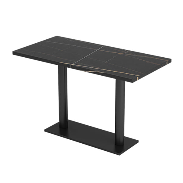 Industrial Sintered Stone Dinner Room Kitchen Table Black Top Table with Black Frame Rectangle 47.2"L x 23.6"W x 29.5"H Without Chairs Clearhalo ' dining_table' 'Dining Tables & Seating' 'Dining Tables' 'furn' 'furn_dining_table' 'Furniture' 'furniture_dining_table' 'Kitchen & Dining Furniture' 'kitchen&dining_furn' 'kitchen' 'kitchen_dining_table' 3855549