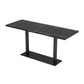Industrial Sintered Stone Dinner Room Kitchen Table Black Top Table with Black Frame Rectangle 63"L x 23.6"W x 29.5"H Without Chairs Clearhalo ' dining_table' 'Dining Tables & Seating' 'Dining Tables' 'furn' 'furn_dining_table' 'Furniture' 'furniture_dining_table' 'Kitchen & Dining Furniture' 'kitchen&dining_furn' 'kitchen' 'kitchen_dining_table' 3855552