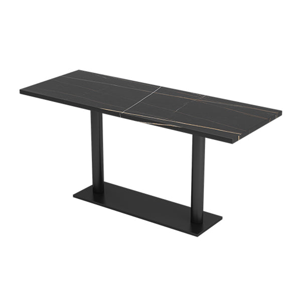 Industrial Sintered Stone Dinner Room Kitchen Table Black Top Table with Black Frame Rectangle 63"L x 23.6"W x 29.5"H Without Chairs Clearhalo ' dining_table' 'Dining Tables & Seating' 'Dining Tables' 'furn' 'furn_dining_table' 'Furniture' 'furniture_dining_table' 'Kitchen & Dining Furniture' 'kitchen&dining_furn' 'kitchen' 'kitchen_dining_table' 3855552