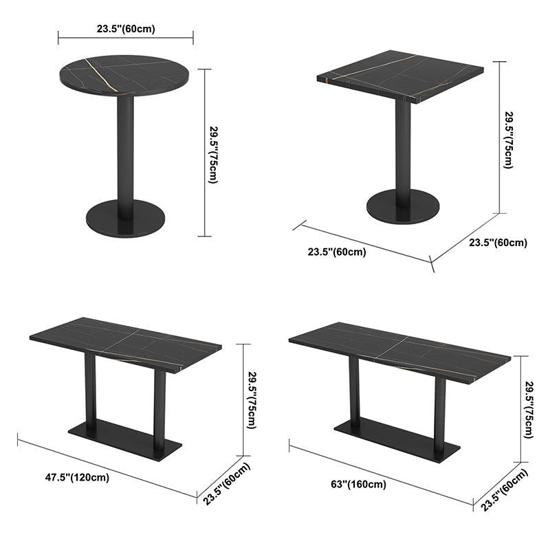 Industrial Sintered Stone Dinner Room Kitchen Table Black Top Table with Black Frame Clearhalo ' dining_table' 'Dining Tables & Seating' 'Dining Tables' 'furn' 'furn_dining_table' 'Furniture' 'furniture_dining_table' 'Kitchen & Dining Furniture' 'kitchen&dining_furn' 'kitchen' 'kitchen_dining_table' 3855555