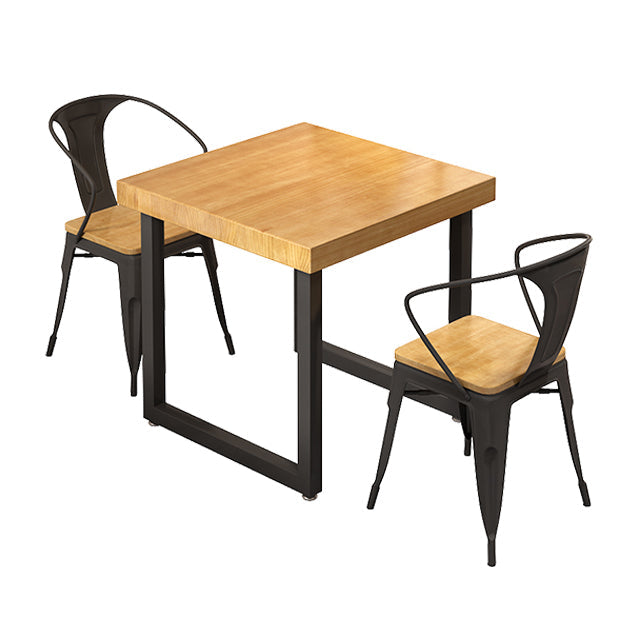 Square Solid Wood Kitchen Table Industrial Dining Table with Metal Double Pedestal Base Clearhalo ' dining_table' 'Dining Tables & Seating' 'Dining Tables' 'furn' 'furn_dining_table' 'Furniture' 'furniture_dining_table' 'Kitchen & Dining Furniture' 'kitchen&dining_furn' 'kitchen' 'kitchen_dining_table' 3855564
