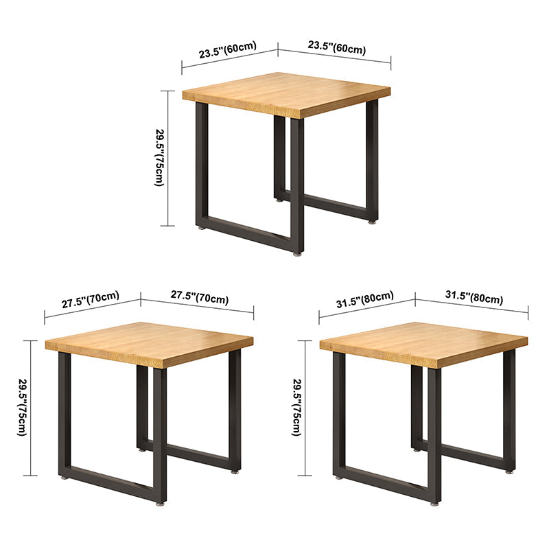 Square Solid Wood Kitchen Table Industrial Dining Table with Metal Double Pedestal Base Clearhalo ' dining_table' 'Dining Tables & Seating' 'Dining Tables' 'furn' 'furn_dining_table' 'Furniture' 'furniture_dining_table' 'Kitchen & Dining Furniture' 'kitchen&dining_furn' 'kitchen' 'kitchen_dining_table' 3855565
