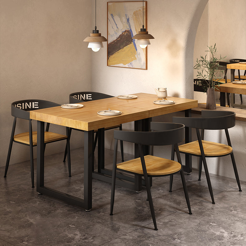 Square Solid Wood Kitchen Table Industrial Dining Table with Metal Double Pedestal Base Clearhalo ' dining_table' 'Dining Tables & Seating' 'Dining Tables' 'furn' 'furn_dining_table' 'Furniture' 'furniture_dining_table' 'Kitchen & Dining Furniture' 'kitchen&dining_furn' 'kitchen' 'kitchen_dining_table' 3855568