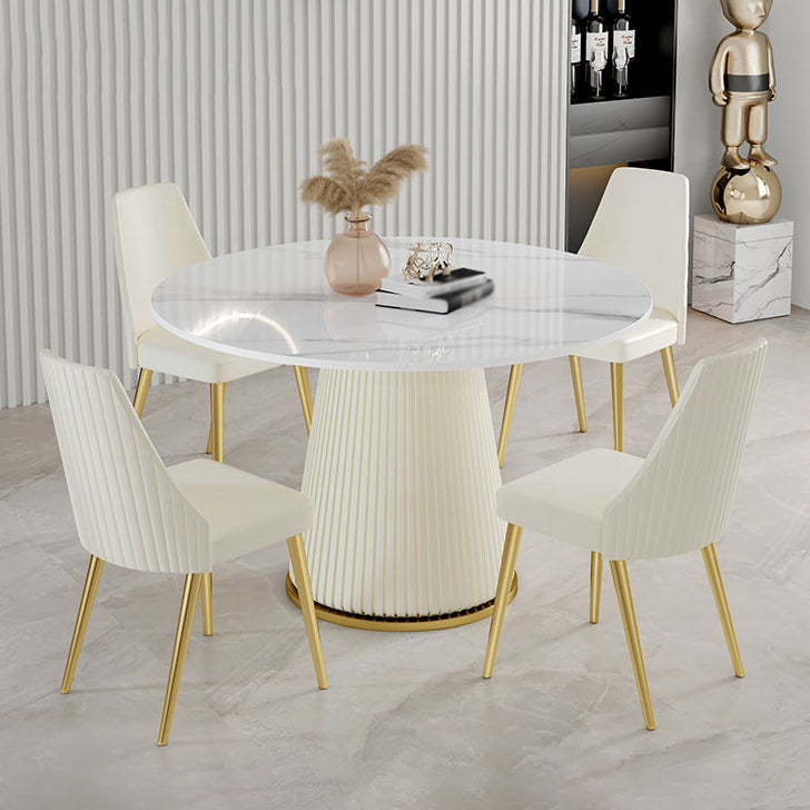 Round Pedestal Luxury Dining Table White Fixed Table with Sintered Stone Clearhalo ' dining_table' 'Dining Tables & Seating' 'Dining Tables' 'furn' 'furn_dining_table' 'Furniture' 'furniture_dining_table' 'Kitchen & Dining Furniture' 'kitchen&dining_furn' 'kitchen' 'kitchen_dining_table' 3855587