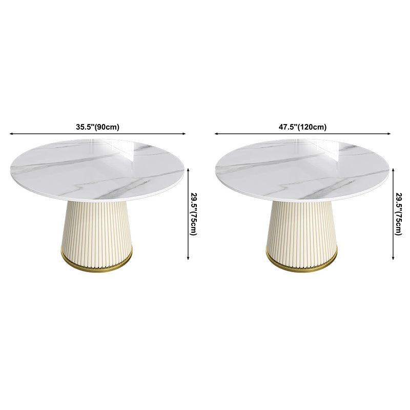 Round Pedestal Luxury Dining Table White Fixed Table with Sintered Stone Clearhalo ' dining_table' 'Dining Tables & Seating' 'Dining Tables' 'furn' 'furn_dining_table' 'Furniture' 'furniture_dining_table' 'Kitchen & Dining Furniture' 'kitchen&dining_furn' 'kitchen' 'kitchen_dining_table' 3855595