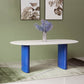 Modern White & Blue Sintered Stone Dining Table Oval Shape Dining Table with Double Pedestal Bases Clearhalo ' dining_table' 'Dining Tables & Seating' 'Dining Tables' 'furn' 'furn_dining_table' 'Furniture' 'furniture_dining_table' 'Kitchen & Dining Furniture' 'kitchen&dining_furn' 'kitchen' 'kitchen_dining_table' 3855597