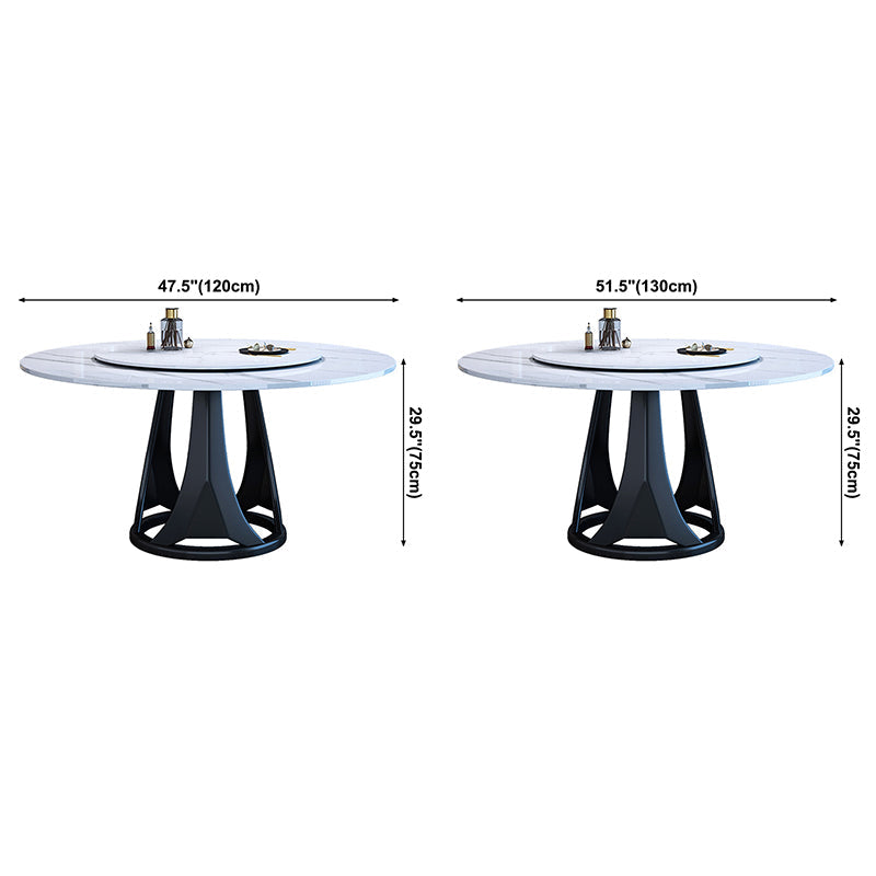Simple Home Sintered Stone Dining Table Single Pedestal Base Round Table with Turntable Clearhalo ' dining_table' 'Dining Tables & Seating' 'Dining Tables' 'furn' 'furn_dining_table' 'Furniture' 'furniture_dining_table' 'Kitchen & Dining Furniture' 'kitchen&dining_furn' 'kitchen' 'kitchen_dining_table' 3855610