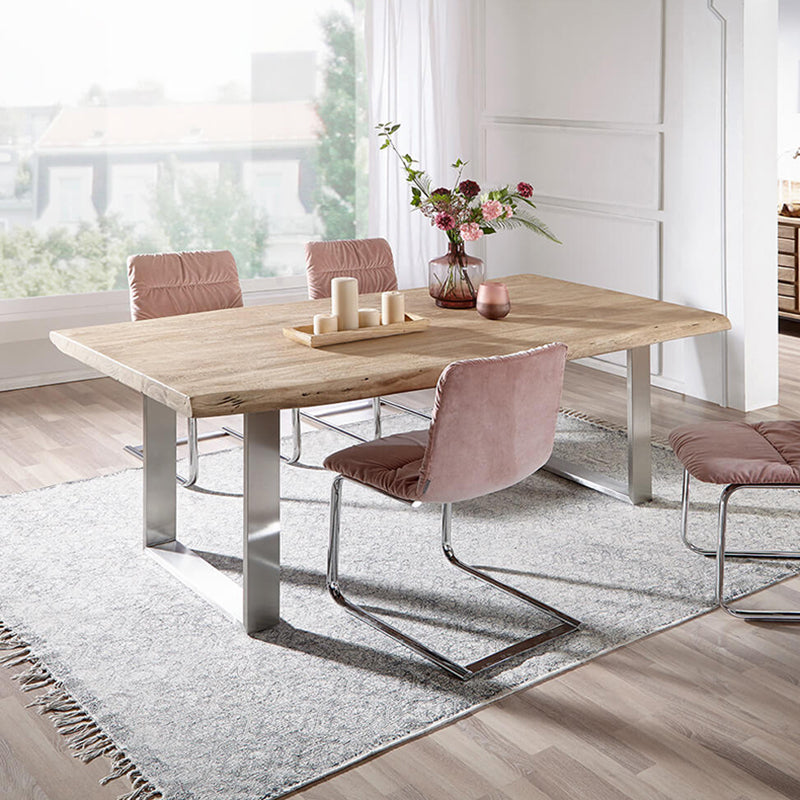Rectangle Double Pedestal Glam Dining Table Wood Color Fixed Table of Solid Wood Clearhalo ' dining_table' 'Dining Tables & Seating' 'Dining Tables' 'furn' 'furn_dining_table' 'Furniture' 'furniture_dining_table' 'Kitchen & Dining Furniture' 'kitchen&dining_furn' 'kitchen' 'kitchen_dining_table' 3855624
