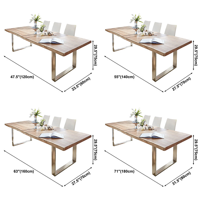 Rectangle Double Pedestal Glam Dining Table Wood Color Fixed Table of Solid Wood Clearhalo ' dining_table' 'Dining Tables & Seating' 'Dining Tables' 'furn' 'furn_dining_table' 'Furniture' 'furniture_dining_table' 'Kitchen & Dining Furniture' 'kitchen&dining_furn' 'kitchen' 'kitchen_dining_table' 3855626