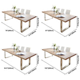 Rectangle Double Pedestal Glam Dining Table Wood Color Fixed Table of Solid Wood Clearhalo ' dining_table' 'Dining Tables & Seating' 'Dining Tables' 'furn' 'furn_dining_table' 'Furniture' 'furniture_dining_table' 'Kitchen & Dining Furniture' 'kitchen&dining_furn' 'kitchen' 'kitchen_dining_table' 3855627