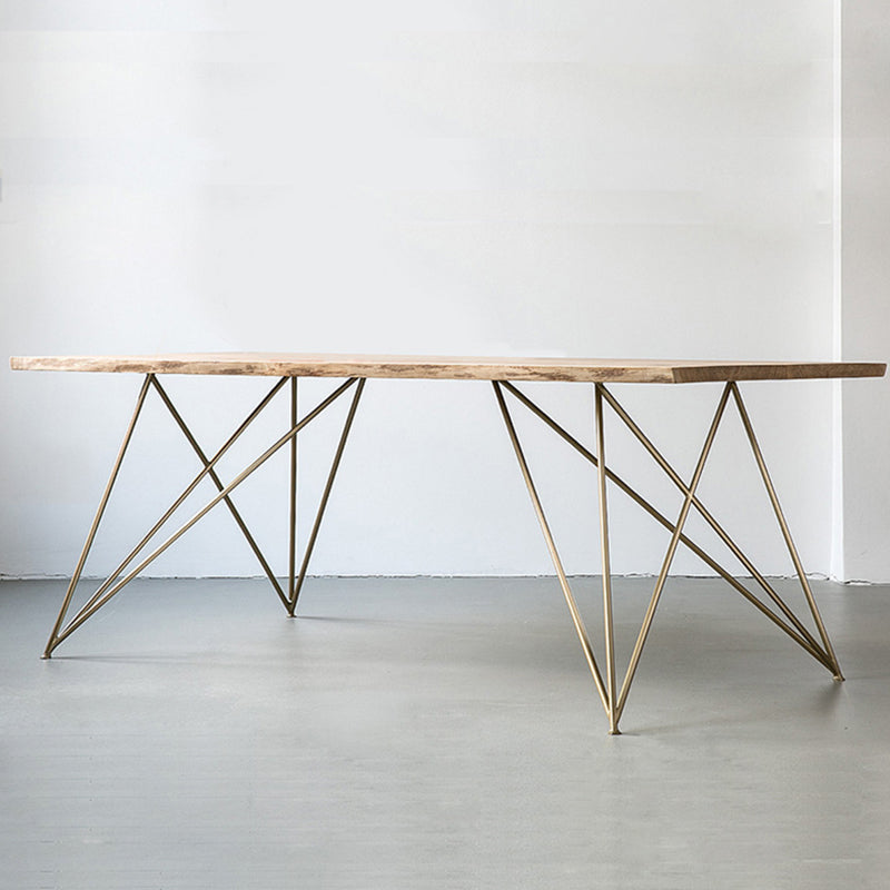 Rectangle Glam Style Dining Table Wood Color Fixed Table with Solid Wood Clearhalo ' dining_table' 'Dining Tables & Seating' 'Dining Tables' 'furn' 'furn_dining_table' 'Furniture' 'furniture_dining_table' 'Kitchen & Dining Furniture' 'kitchen&dining_furn' 'kitchen' 'kitchen_dining_table' 3855642