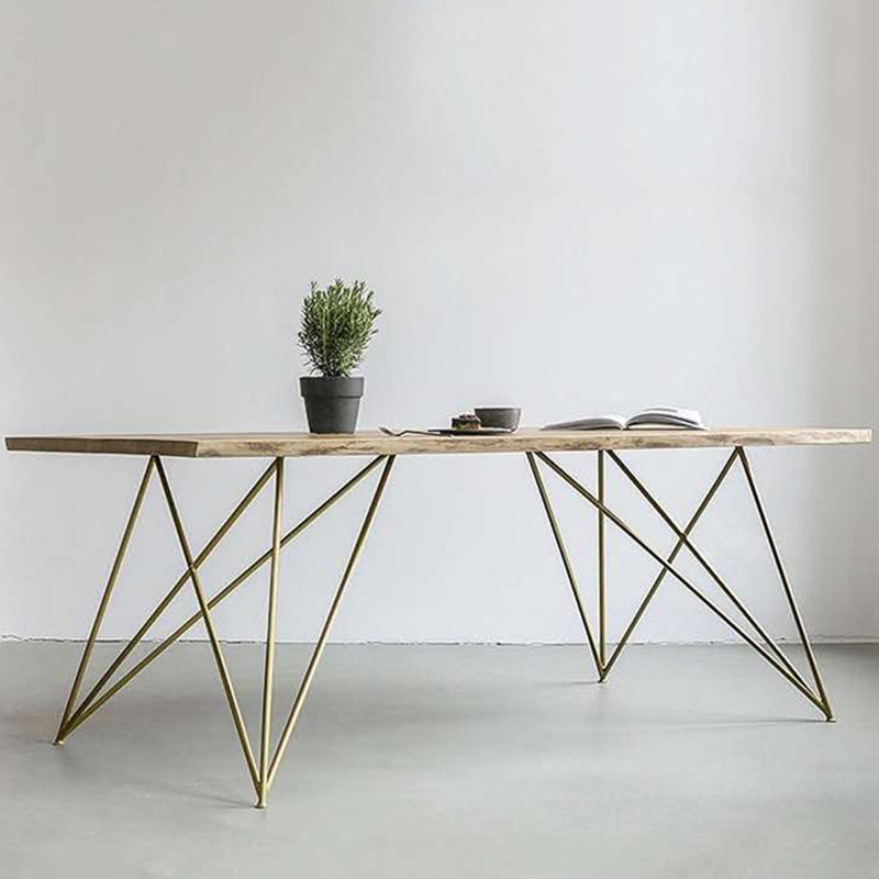 Rectangle Glam Style Dining Table Wood Color Fixed Table with Solid Wood Clearhalo ' dining_table' 'Dining Tables & Seating' 'Dining Tables' 'furn' 'furn_dining_table' 'Furniture' 'furniture_dining_table' 'Kitchen & Dining Furniture' 'kitchen&dining_furn' 'kitchen' 'kitchen_dining_table' 3855644