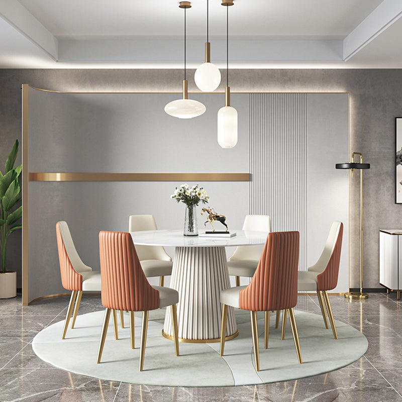 Traditional Luxury Round Dining Table Sintered Stone Table with White Pedestal Base Clearhalo ' dining_table' 'Dining Tables & Seating' 'Dining Tables' 'furn' 'furn_dining_table' 'Furniture' 'furniture_dining_table' 'Kitchen & Dining Furniture' 'kitchen&dining_furn' 'kitchen' 'kitchen_dining_table' 3855680