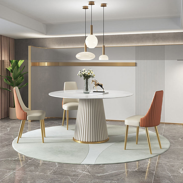 Traditional Luxury Round Dining Table Sintered Stone Table with White Pedestal Base Clearhalo ' dining_table' 'Dining Tables & Seating' 'Dining Tables' 'furn' 'furn_dining_table' 'Furniture' 'furniture_dining_table' 'Kitchen & Dining Furniture' 'kitchen&dining_furn' 'kitchen' 'kitchen_dining_table' 3855685