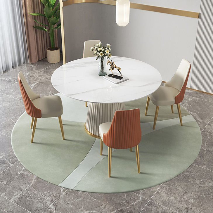 Traditional Luxury Round Dining Table Sintered Stone Table with White Pedestal Base Clearhalo ' dining_table' 'Dining Tables & Seating' 'Dining Tables' 'furn' 'furn_dining_table' 'Furniture' 'furniture_dining_table' 'Kitchen & Dining Furniture' 'kitchen&dining_furn' 'kitchen' 'kitchen_dining_table' 3855686