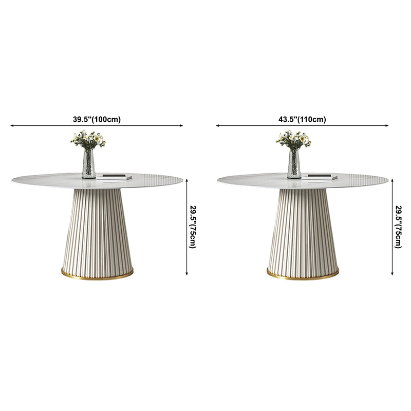 Traditional Luxury Round Dining Table Sintered Stone Table with White Pedestal Base Clearhalo ' dining_table' 'Dining Tables & Seating' 'Dining Tables' 'furn' 'furn_dining_table' 'Furniture' 'furniture_dining_table' 'Kitchen & Dining Furniture' 'kitchen&dining_furn' 'kitchen' 'kitchen_dining_table' 3855687