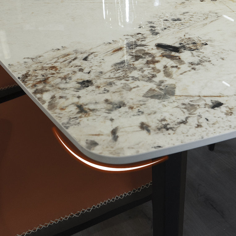 Modern Beige Sintered Stone Dining Table Rectangle Shape Dining Table with 4 Legs Base Clearhalo ' dining_table' 'Dining Tables & Seating' 'Dining Tables' 'furn' 'furn_dining_table' 'Furniture' 'furniture_dining_table' 'Kitchen & Dining Furniture' 'kitchen&dining_furn' 'kitchen' 'kitchen_dining_table' 3855696