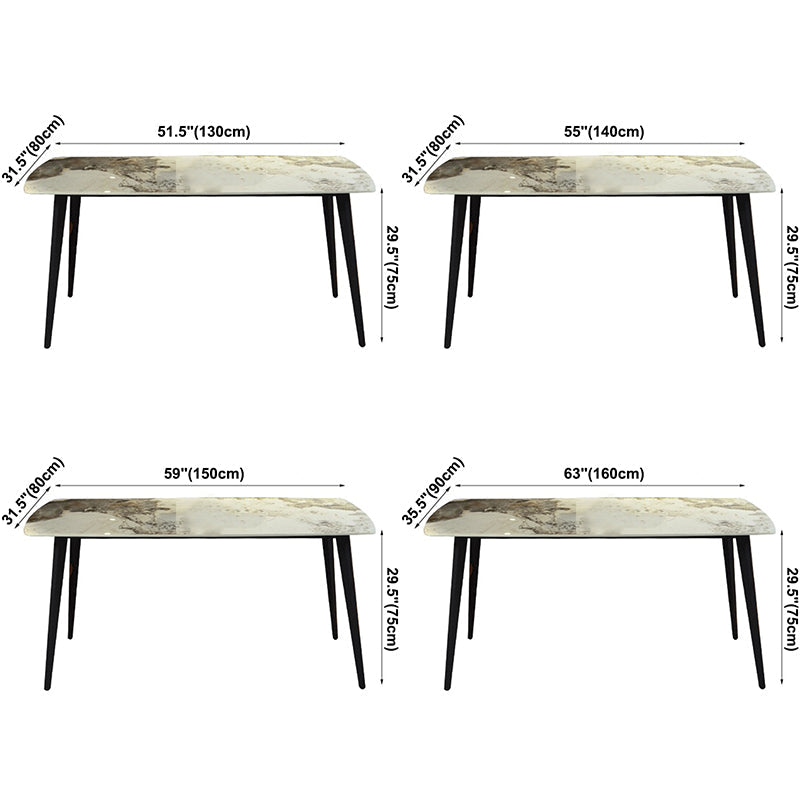 Modern Beige Sintered Stone Dining Table Rectangle Shape Dining Table with 4 Legs Base Clearhalo ' dining_table' 'Dining Tables & Seating' 'Dining Tables' 'furn' 'furn_dining_table' 'Furniture' 'furniture_dining_table' 'Kitchen & Dining Furniture' 'kitchen&dining_furn' 'kitchen' 'kitchen_dining_table' 3855697