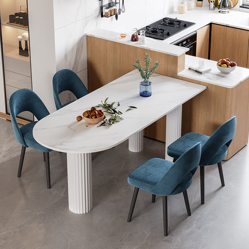 Solid Wood Legs Contemporary Free Form Dining Table Sintered Stone Dining Table for Kitchen Clearhalo ' dining_table' 'Dining Tables & Seating' 'Dining Tables' 'furn' 'furn_dining_table' 'Furniture' 'furniture_dining_table' 'Kitchen & Dining Furniture' 'kitchen&dining_furn' 'kitchen' 'kitchen_dining_table' 3855701
