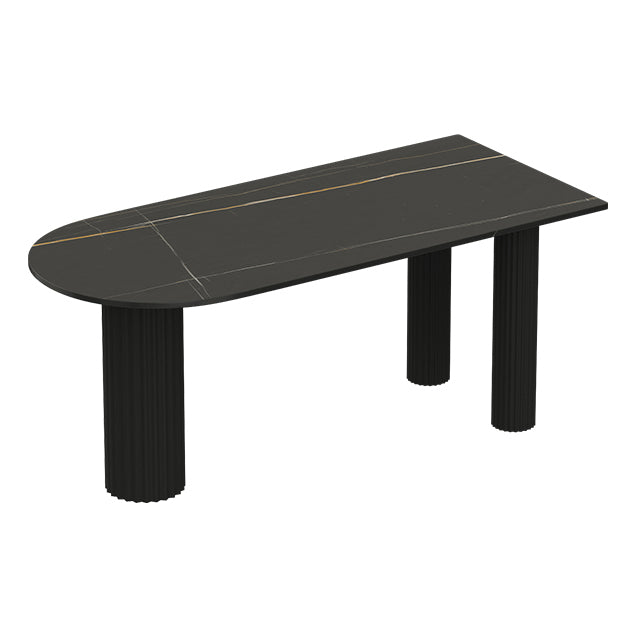 Solid Wood Legs Contemporary Free Form Dining Table Sintered Stone Dining Table for Kitchen Free Form Black Clearhalo ' dining_table' 'Dining Tables & Seating' 'Dining Tables' 'furn' 'furn_dining_table' 'Furniture' 'furniture_dining_table' 'Kitchen & Dining Furniture' 'kitchen&dining_furn' 'kitchen' 'kitchen_dining_table' 3855703