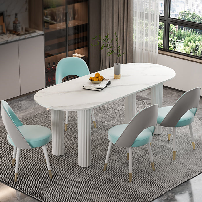 Solid Wood Legs Contemporary Free Form Dining Table Sintered Stone Dining Table for Kitchen Clearhalo ' dining_table' 'Dining Tables & Seating' 'Dining Tables' 'furn' 'furn_dining_table' 'Furniture' 'furniture_dining_table' 'Kitchen & Dining Furniture' 'kitchen&dining_furn' 'kitchen' 'kitchen_dining_table' 3855708
