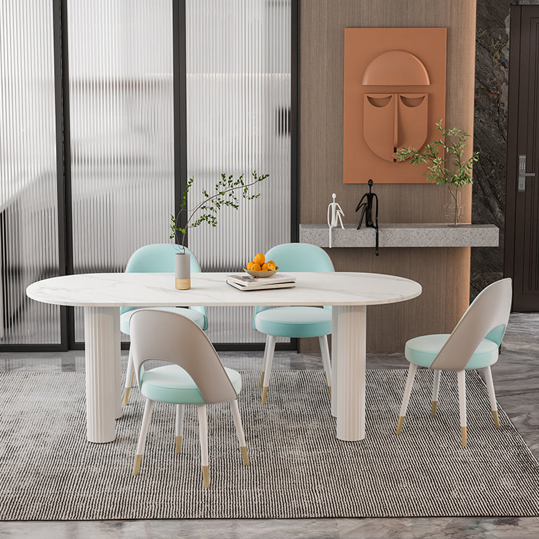 Solid Wood Legs Contemporary Free Form Dining Table Sintered Stone Dining Table for Kitchen Clearhalo ' dining_table' 'Dining Tables & Seating' 'Dining Tables' 'furn' 'furn_dining_table' 'Furniture' 'furniture_dining_table' 'Kitchen & Dining Furniture' 'kitchen&dining_furn' 'kitchen' 'kitchen_dining_table' 3855710