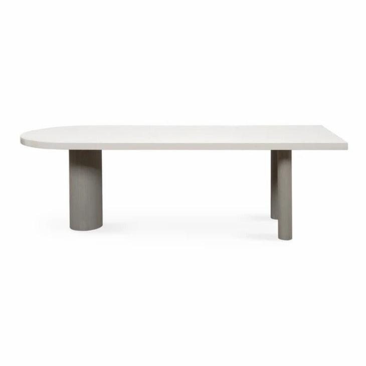 Free Form Minimalist Style Dining Table White Tone Fixed Table with 3 Legs Solid Wood Without Chairs Clearhalo ' dining_table' 'Dining Tables & Seating' 'Dining Tables' 'furn' 'furn_dining_table' 'Furniture' 'furniture_dining_table' 'Kitchen & Dining Furniture' 'kitchen&dining_furn' 'kitchen' 'kitchen_dining_table' 3855731