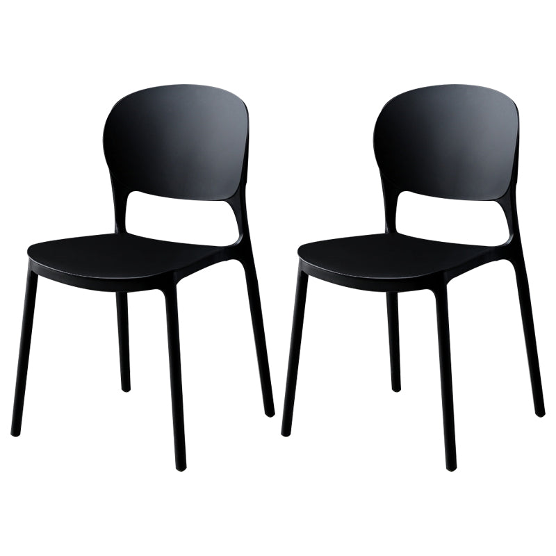 Modern Kitchen Square Plastic Dining Chair Open Back Dining Side Armless Chairs Black 2 Piece Set Clearhalo ' kitchen&dining_furn' 'Dining Chairs' 'Dining Tables & Seating' 'dining_chair' 'furn' 'furn_dining_chair' 'Furniture' 'furniture_dining_chair' 'Kitchen & Dining Furniture' 'kitchen' 3858587