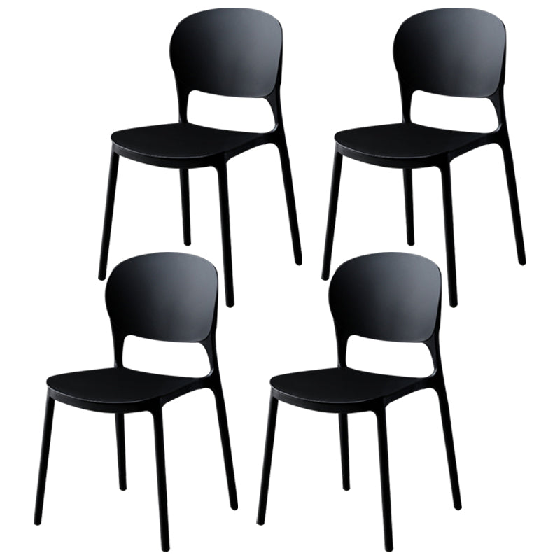 Modern Kitchen Square Plastic Dining Chair Open Back Dining Side Armless Chairs Black 4 Piece Set Clearhalo ' kitchen&dining_furn' 'Dining Chairs' 'Dining Tables & Seating' 'dining_chair' 'furn' 'furn_dining_chair' 'Furniture' 'furniture_dining_chair' 'Kitchen & Dining Furniture' 'kitchen' 3858589