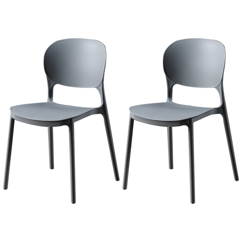 Modern Kitchen Square Plastic Dining Chair Open Back Dining Side Armless Chairs Grey 2 Piece Set Clearhalo ' kitchen&dining_furn' 'Dining Chairs' 'Dining Tables & Seating' 'dining_chair' 'furn' 'furn_dining_chair' 'Furniture' 'furniture_dining_chair' 'Kitchen & Dining Furniture' 'kitchen' 3858592