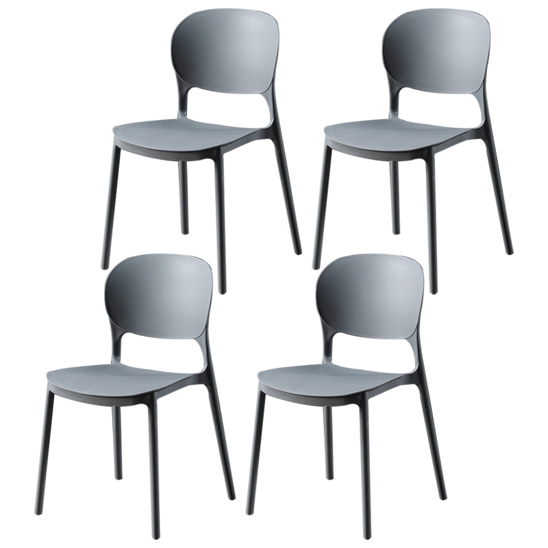 Modern Kitchen Square Plastic Dining Chair Open Back Dining Side Armless Chairs Grey 4 Piece Set Clearhalo ' kitchen&dining_furn' 'Dining Chairs' 'Dining Tables & Seating' 'dining_chair' 'furn' 'furn_dining_chair' 'Furniture' 'furniture_dining_chair' 'Kitchen & Dining Furniture' 'kitchen' 3858595