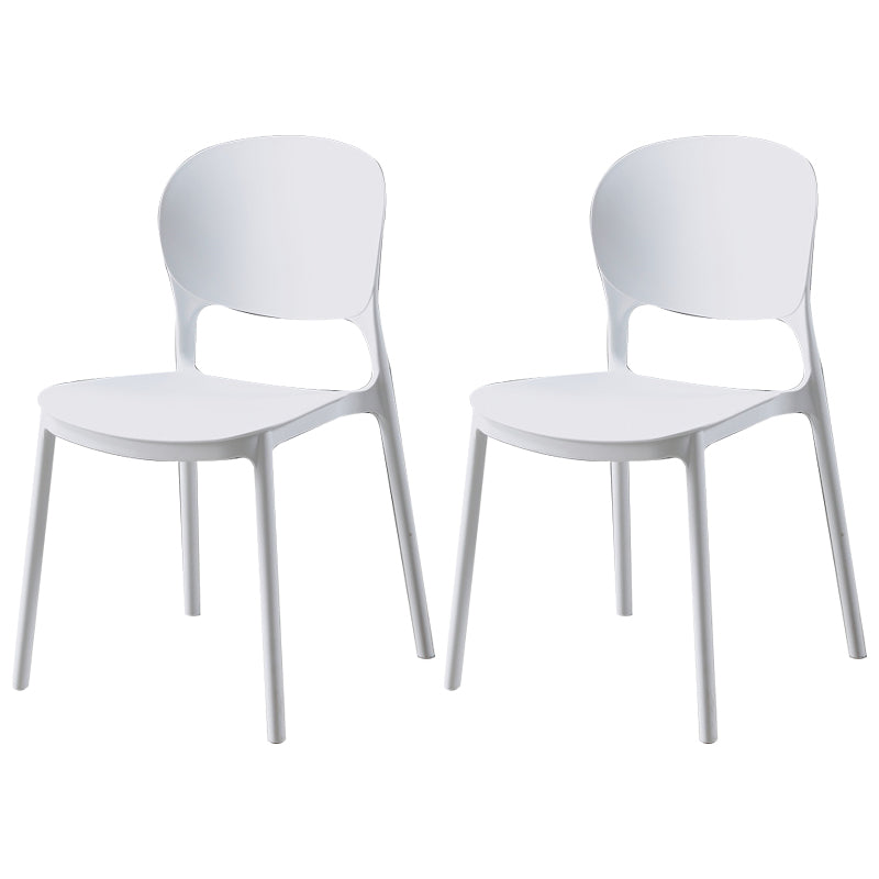 Modern Kitchen Square Plastic Dining Chair Open Back Dining Side Armless Chairs White 2 Piece Set Clearhalo ' kitchen&dining_furn' 'Dining Chairs' 'Dining Tables & Seating' 'dining_chair' 'furn' 'furn_dining_chair' 'Furniture' 'furniture_dining_chair' 'Kitchen & Dining Furniture' 'kitchen' 3858598