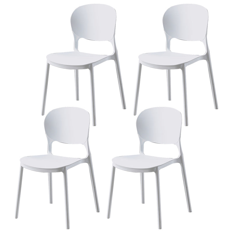 Modern Kitchen Square Plastic Dining Chair Open Back Dining Side Armless Chairs White 4 Piece Set Clearhalo ' kitchen&dining_furn' 'Dining Chairs' 'Dining Tables & Seating' 'dining_chair' 'furn' 'furn_dining_chair' 'Furniture' 'furniture_dining_chair' 'Kitchen & Dining Furniture' 'kitchen' 3858600