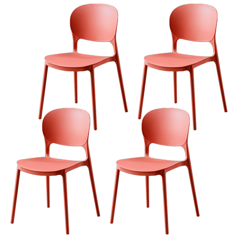 Modern Kitchen Square Plastic Dining Chair Open Back Dining Side Armless Chairs Red 4 Piece Set Clearhalo ' kitchen&dining_furn' 'Dining Chairs' 'Dining Tables & Seating' 'dining_chair' 'furn' 'furn_dining_chair' 'Furniture' 'furniture_dining_chair' 'Kitchen & Dining Furniture' 'kitchen' 3858607